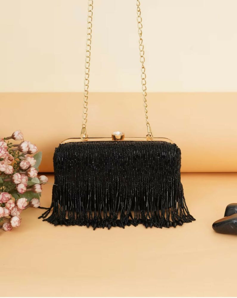 Joban Fashion Women Embellished Box Clutch - Black