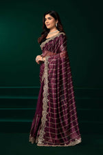 Thumbnail for Joban Fashion Purple Net Party Wear Sarees - Distacart