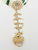 Thumbnail for NVR Women's Green Gold-Polished Stone Studded Handcrafted Ring Bracelet - Distacart