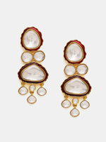 Thumbnail for Ruby Raang 22k Gold Polished Red Meenakari Kundan Layered Necklace With Earrings & Maang Tikka