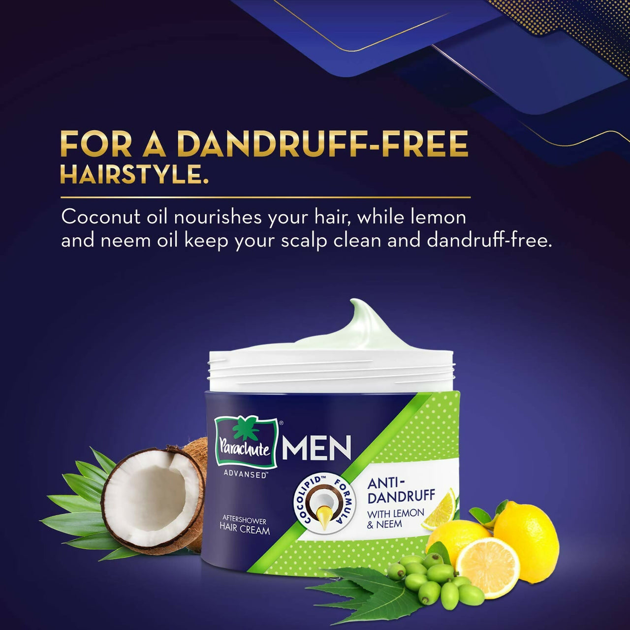 Parachute Advansed Men Hair Cream, Anti-Dandruff, With Lemon & Neem - Distacart