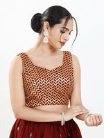 Thumbnail for Joban Fashion Maroon Silk Padded Blouse With Sweetheart Neck Sleeveless - Distacart