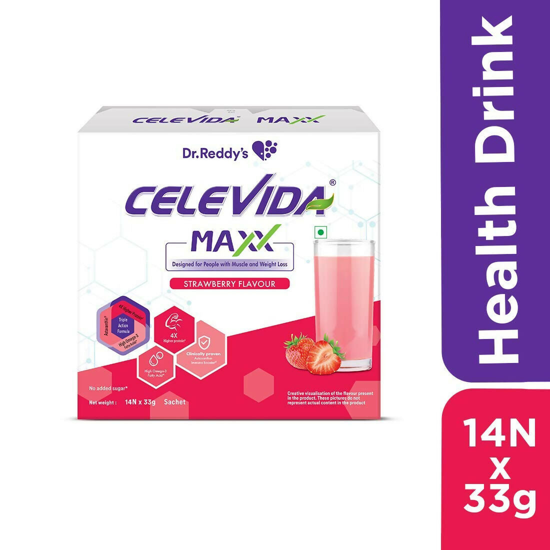 Celevida Maxx Nutrition Powder Sachets - Strawberry Flavor - Distacart