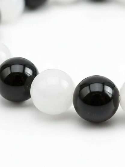 NVR Black & White Beaded Bracelet for Men & Women - Distacart