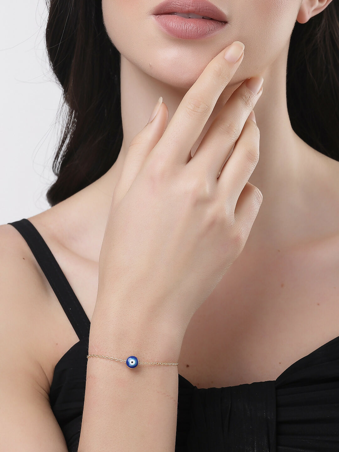 NVR Women Gold-Toned Blue Evil Eye Charm Bracelet - Distacart