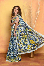 Thumbnail for Very Much Indian Handblock Printed Cotton Saree With Natural Dyes - Distacart