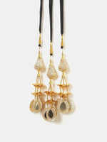 Thumbnail for Ruby Raang Gold Gota Pati Work And Black Thread And Mirrors With Gold Stones - Distacart