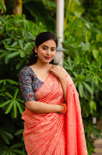 Thumbnail for Pink Jute Silk Woven Design Saree with Unstitched Blouse - Hiral Fashion - Distacart