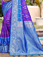 Thumbnail for Astita Purple Pochampally Silk Saree - Distacart