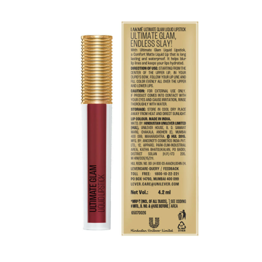 Lakme Ultimate Glam Matte Liquid Lipstick - Red Carpet - Distacart