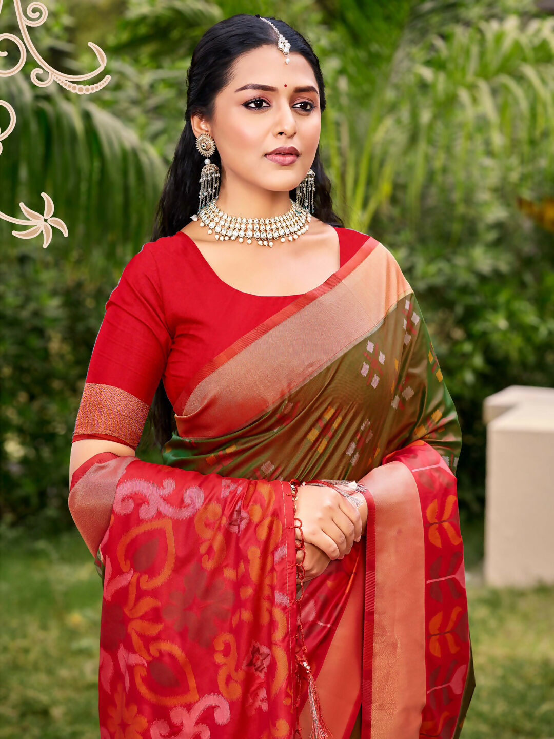 Astita Pochampalli Silk Brown Saree