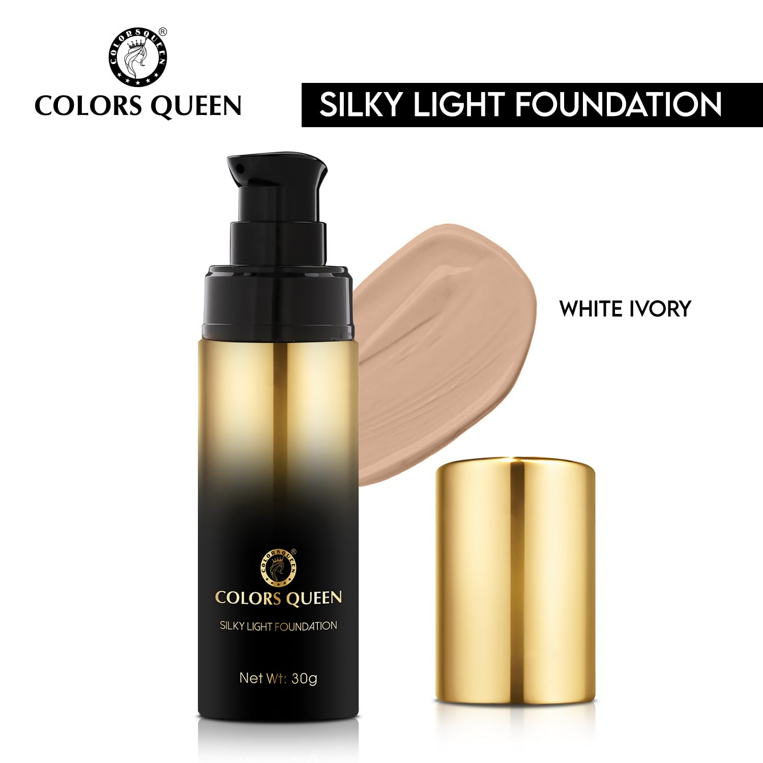 Colors Queen Silky Light Foundation - 01 White Ivory - Distacart