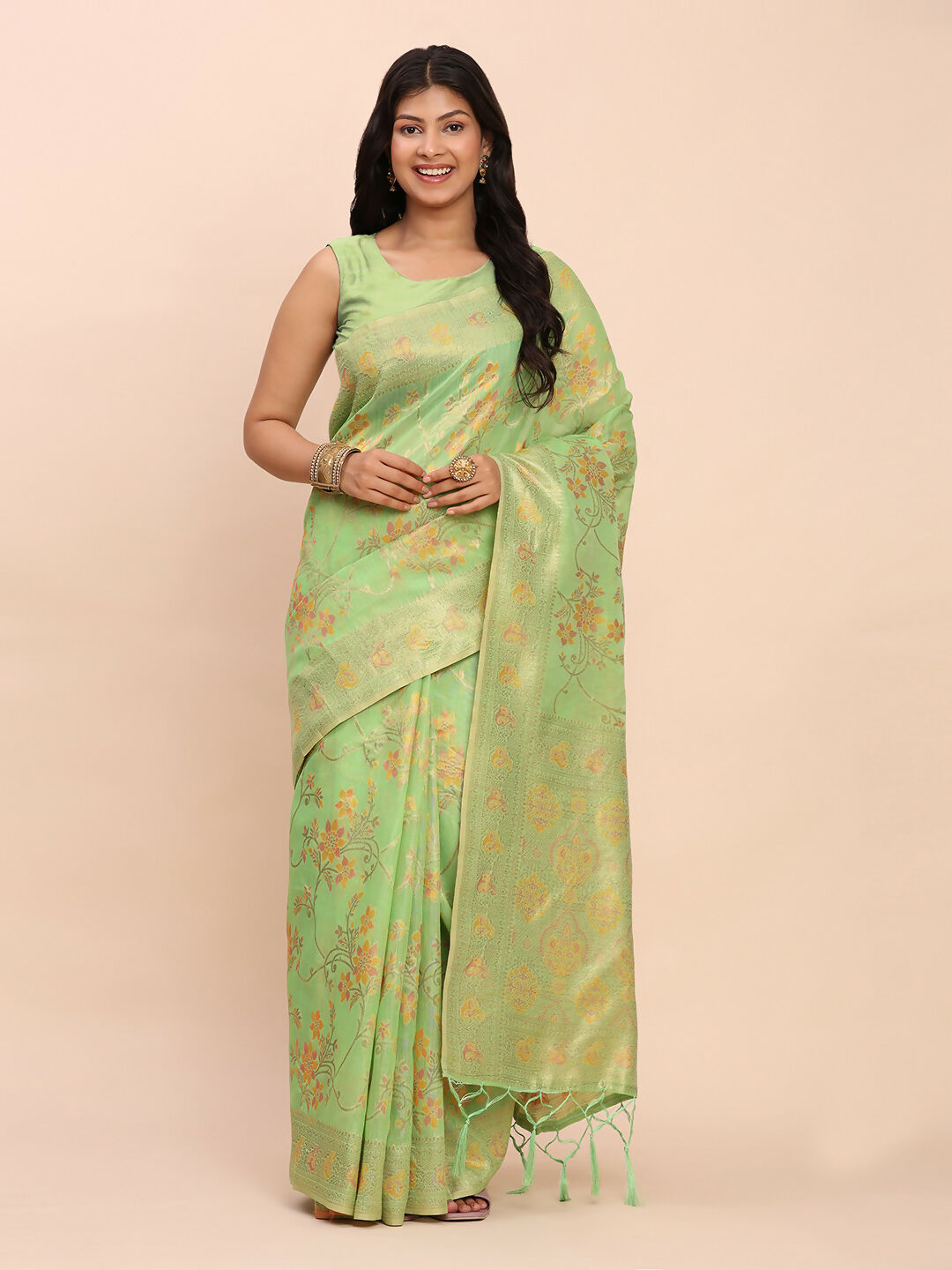 Astita Linen Cotton Green Saree