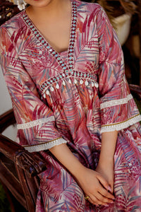Thumbnail for Vaasva Women Brown Muslin Floral Print Alia cut Kurta & Pant (Cord set) - Distacart