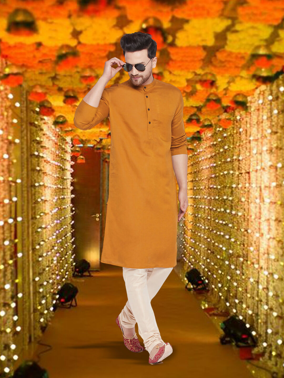 Even Apparels Men's Copper Coloured Linen Kurta - Distacart