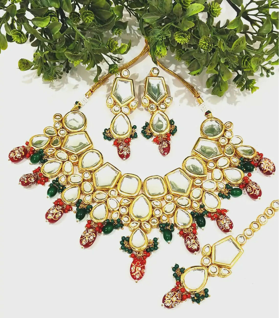 Joban Fashion Hand Made High Quality Gold Plated Base Metal Alloy Kundan Stone Studded Kundan Jewellery Set - Distacart