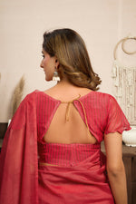 Thumbnail for Vastranavya Red Digital Printed Linen Ready To Wear Designer Saree with Unstitched Blouse - Distacart