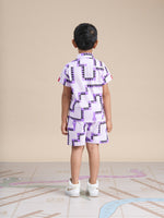 Thumbnail for Snakes and Ladders Boys Purple Table Print Shirt and Boxer Set from Siblings Collection - Distacart