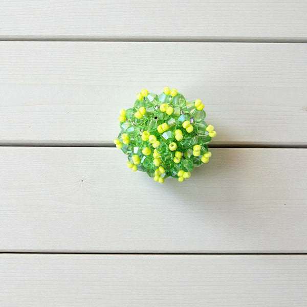 Inhanns Rang-E-Roshan Adjustable Ring – Handmade Crystal Statement Ring - Neon Green - Distacart