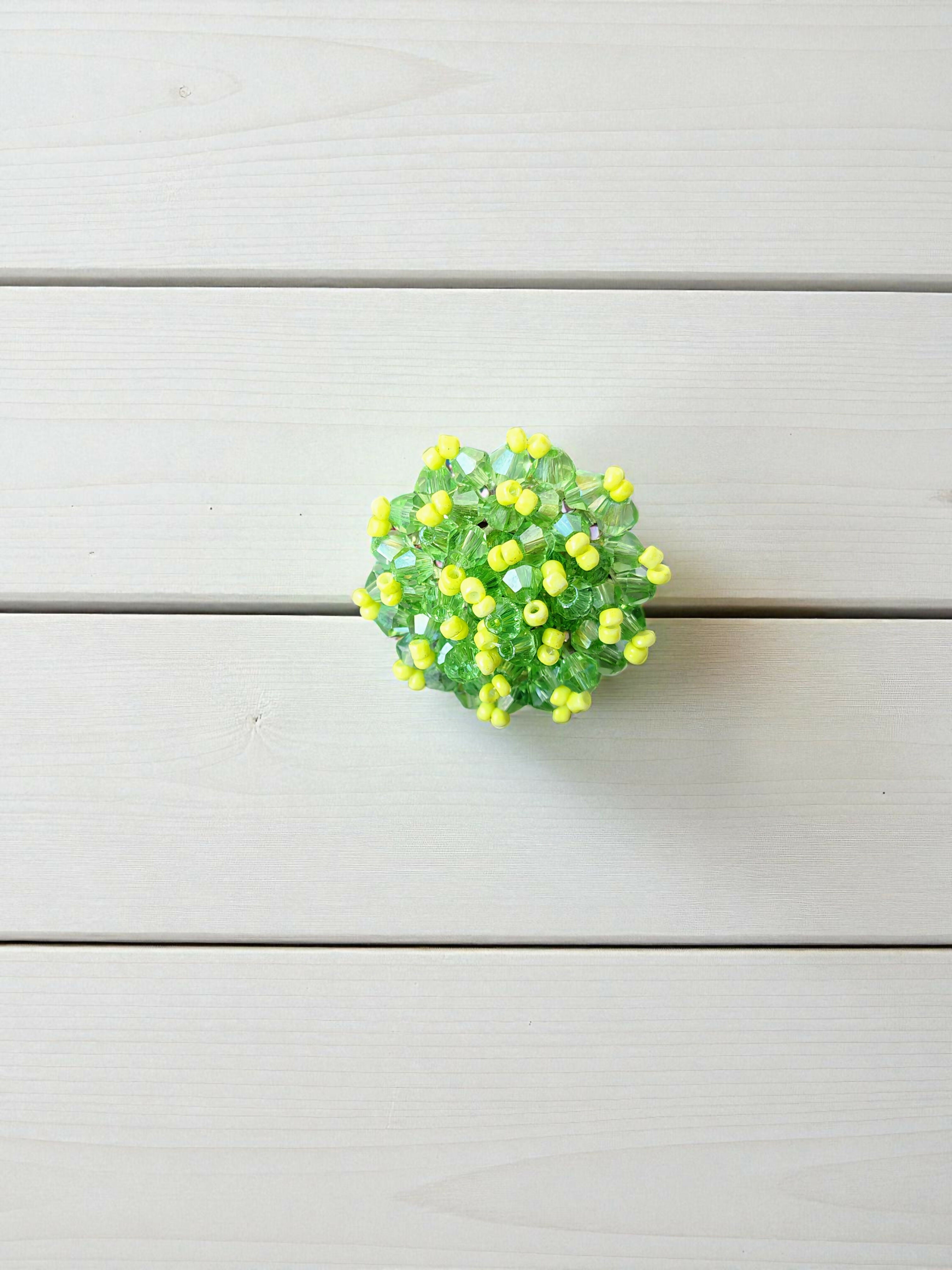 Inhanns Rang-E-Roshan Adjustable Ring – Handmade Crystal Statement Ring - Neon Green - Distacart