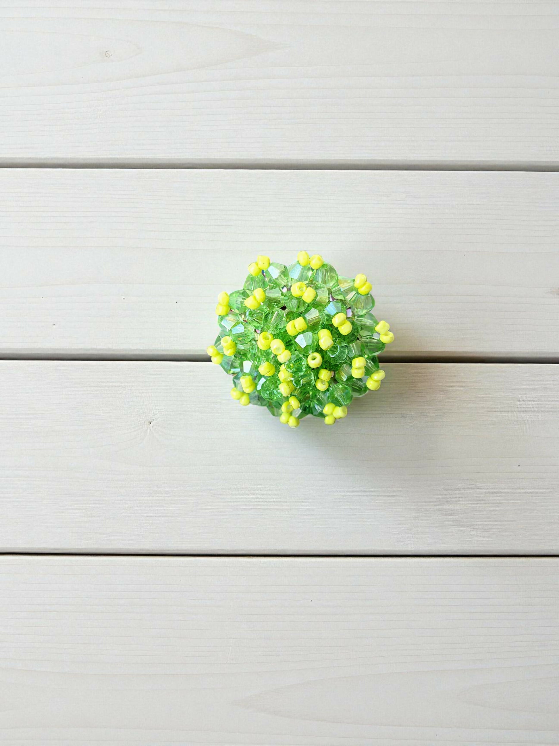 Inhanns Rang-E-Roshan Adjustable Ring – Handmade Crystal Statement Ring - Neon Green - Distacart