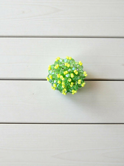 Inhanns Rang-E-Roshan Adjustable Ring – Handmade Crystal Statement Ring - Neon Green - Distacart