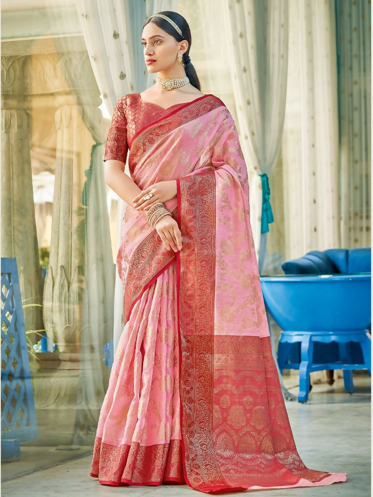 Astita Linen Cotton Light Pink Saree