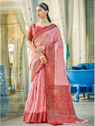 Astita Linen Cotton Light Pink Saree
