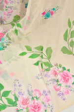 Thumbnail for Vastranavya Cream Digital Printed Linen Ready To Wear Designer Saree with Unstitched Blouse - Distacart