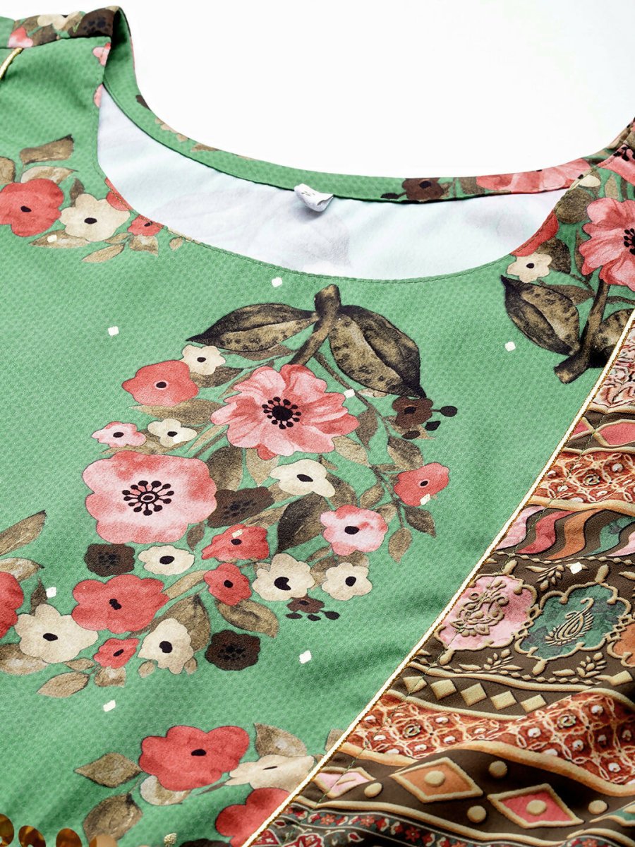 Ahalyaa Women's Traditional Wear Co-ods - Green - Distacart