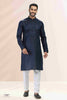 Raivat Ethnic Linen Cotton Pintux Work Kurta Pajama In Blue Colour - Dista