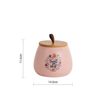 Thumbnail for Chumbak Pink Ceramic Storage Jar with Wooden Lid - Dista