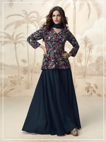 Thumbnail for Anaita Blue Chinon Embroidered With Sequins Work Salwar Suit - Distacart