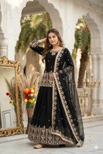 Thumbnail for Teeya Creation New Trendy Heavy Embroidery Sequence Work With Real Mirror Hand Work Lehenga Set- Black - Dista