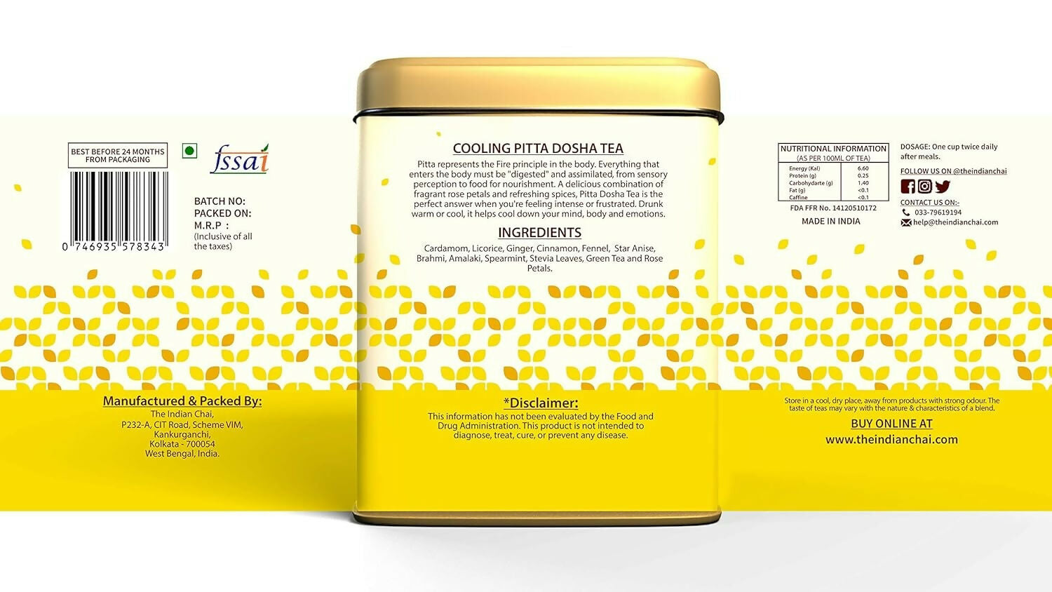 The Indian Chai - Cooling Pitta Dosha Tea - Distacart