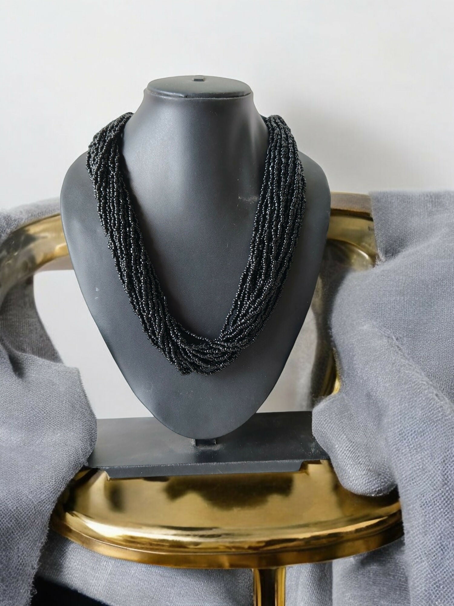 Inhanns Handmade Beaded Multilayer Necklace, 20 Layers - Black - Distacart