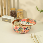 Thumbnail for Brick Brown Handcrafted Enamel Coated Wooden Pastel Flora Roti Box