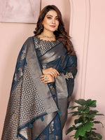 Thumbnail for Aastha Fashion Teal Soft Organza Silk Weaving Saree - Distacart