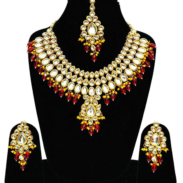 Joban Fashion Hand Made High Quality Gold Plated Base Metal Alloy Kundan Stone Studded Kundan Jewellery Set - Distacart