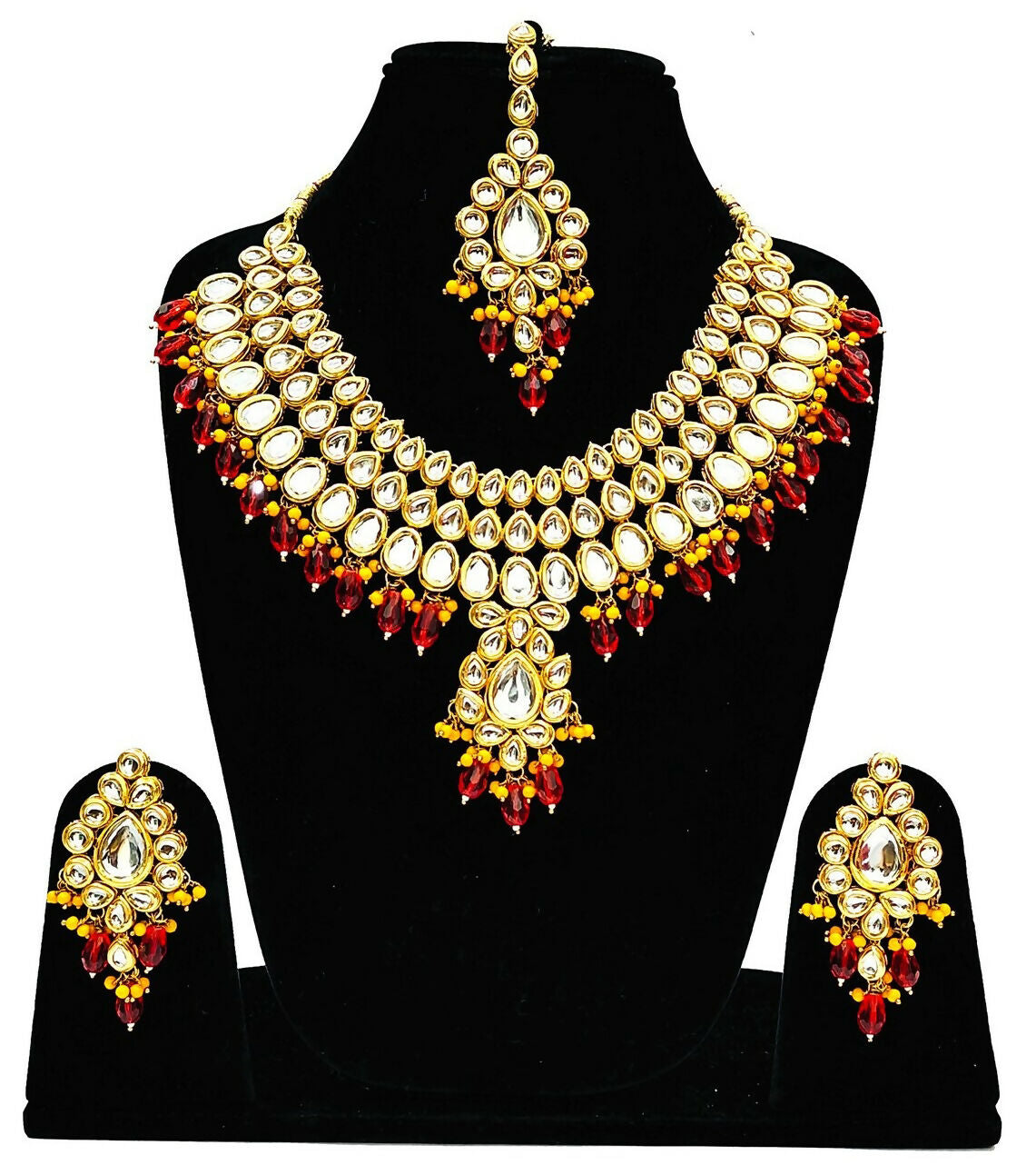 Joban Fashion Hand Made High Quality Gold Plated Base Metal Alloy Kundan Stone Studded Kundan Jewellery Set - Distacart