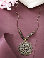 Thumbnail for NVR Women's Gold-Plated Floral Shape Pendant with Chain - Distacart