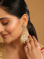 Thumbnail for Nuyug 22K Gold Plated Chandbali Stone Drop Kundan Earrings
