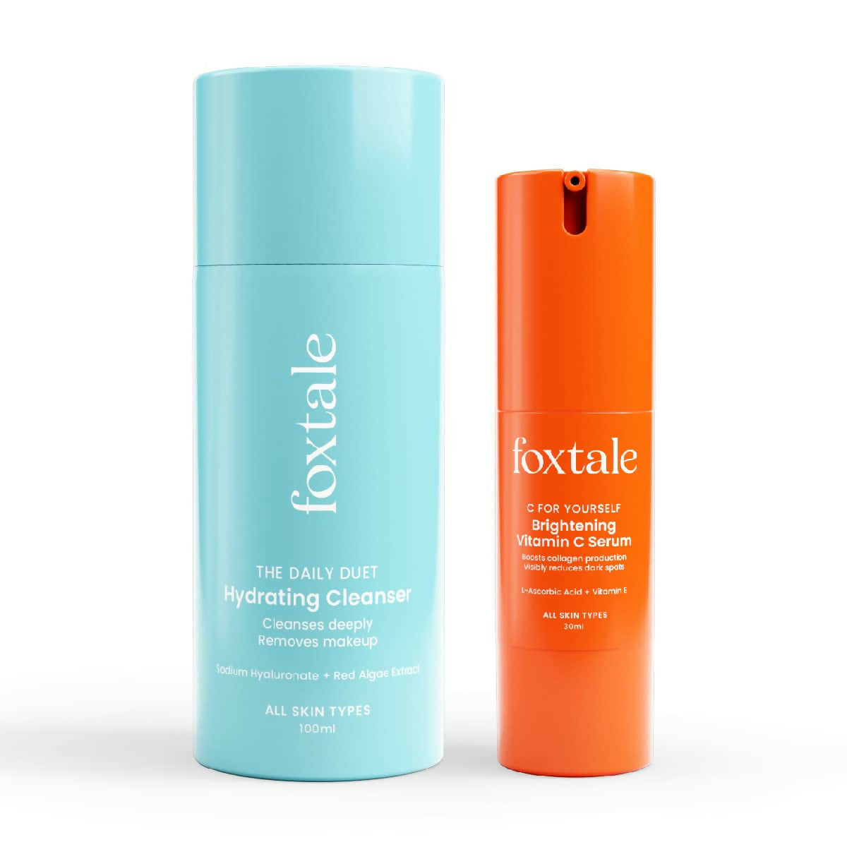 Foxtale Hydrate & Glow Skin Care Kit for Glowing Skin: Cleanser Hydrating Face Wash + Vitamin C Face Serum - Distacart