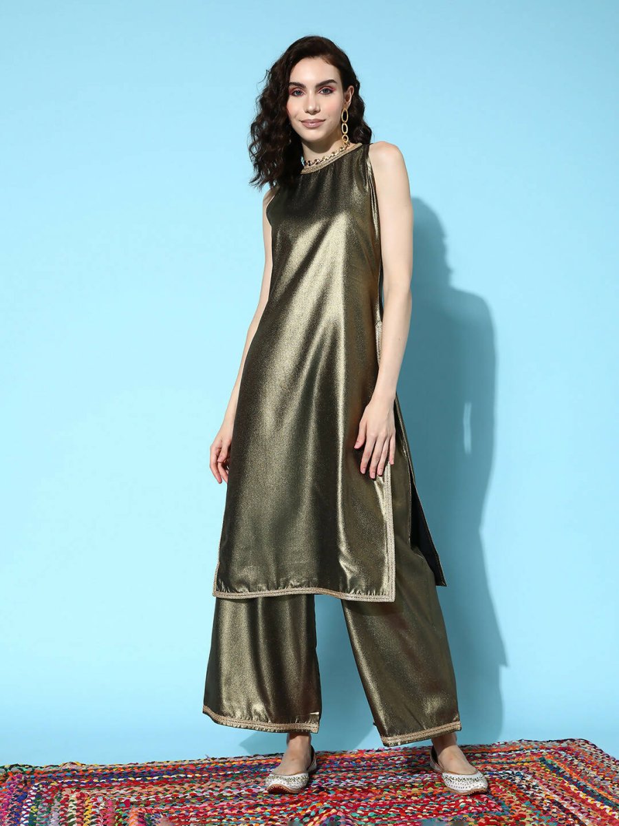 Ahalyaa Women's Traditional wear Kurta Set - Antique Gold - Distacart