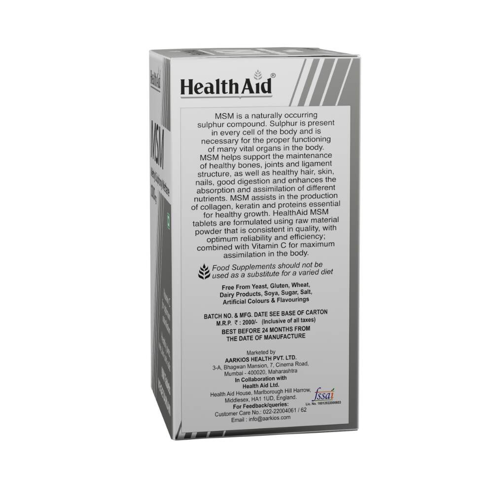 HealthAid MSM 1000 mg Tablets - Distacart