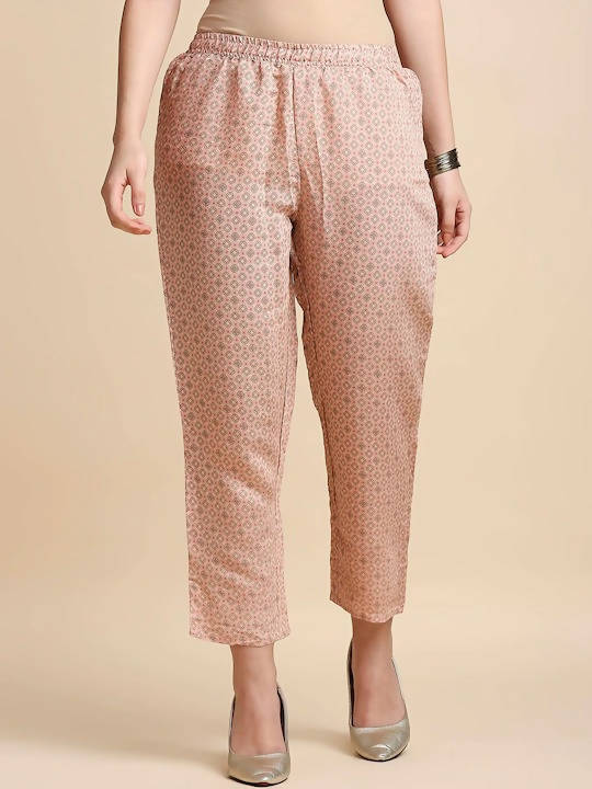 Anubhutee Pink & Brown Printed Kaftan Kurta With Trousers - Distacart