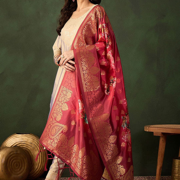Sangria Woven Design Kurta & Trouser With Dupatta - Distacart