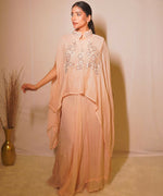 Thumbnail for Timaraa Peach Aura Hand-Embellished Georgette Co-Ord Set - Dista