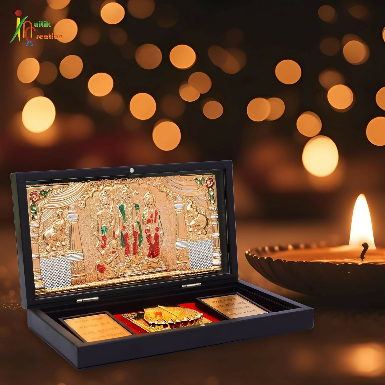 Naitik Creation Lord Ram Darbar Gold Plated Photo Frame With Charan Paduka - Distacart