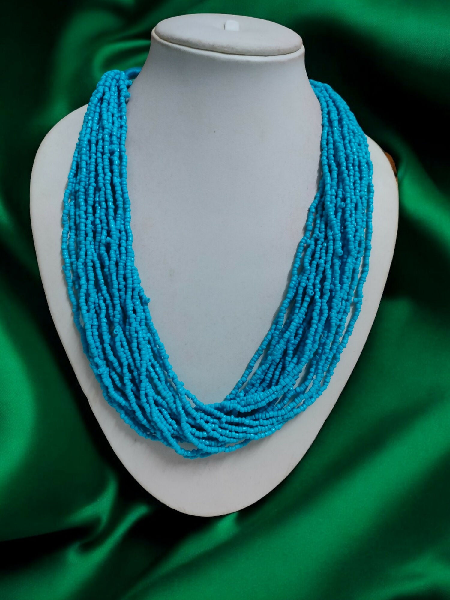 Inhanns Handmade Beaded Multilayer Necklace, 20 Layers - Skay Blue - Distacart
